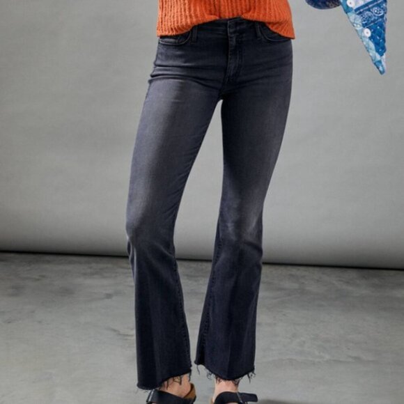 MOTHER Black The Weekender Fray Mid Rise Flare Leg Jeans - 27" - Picture 1 of 15